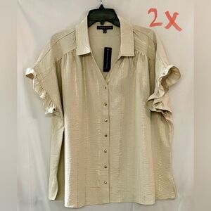 Adrienne Vittadini Cream Polyester Blouse